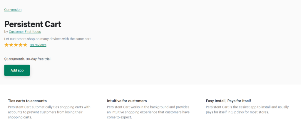 persistent cart