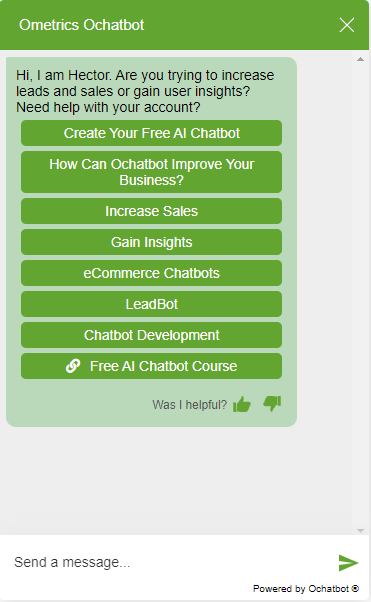 Screenshot hector screenshot of the hector chatbot