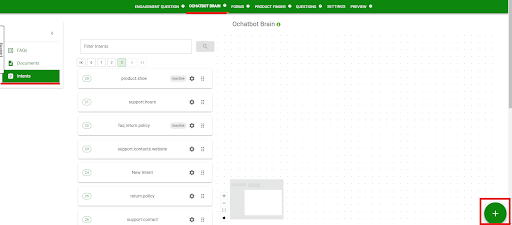 Scripted intent Screenshot of Ochatbot brain in the Ochatbot editor.